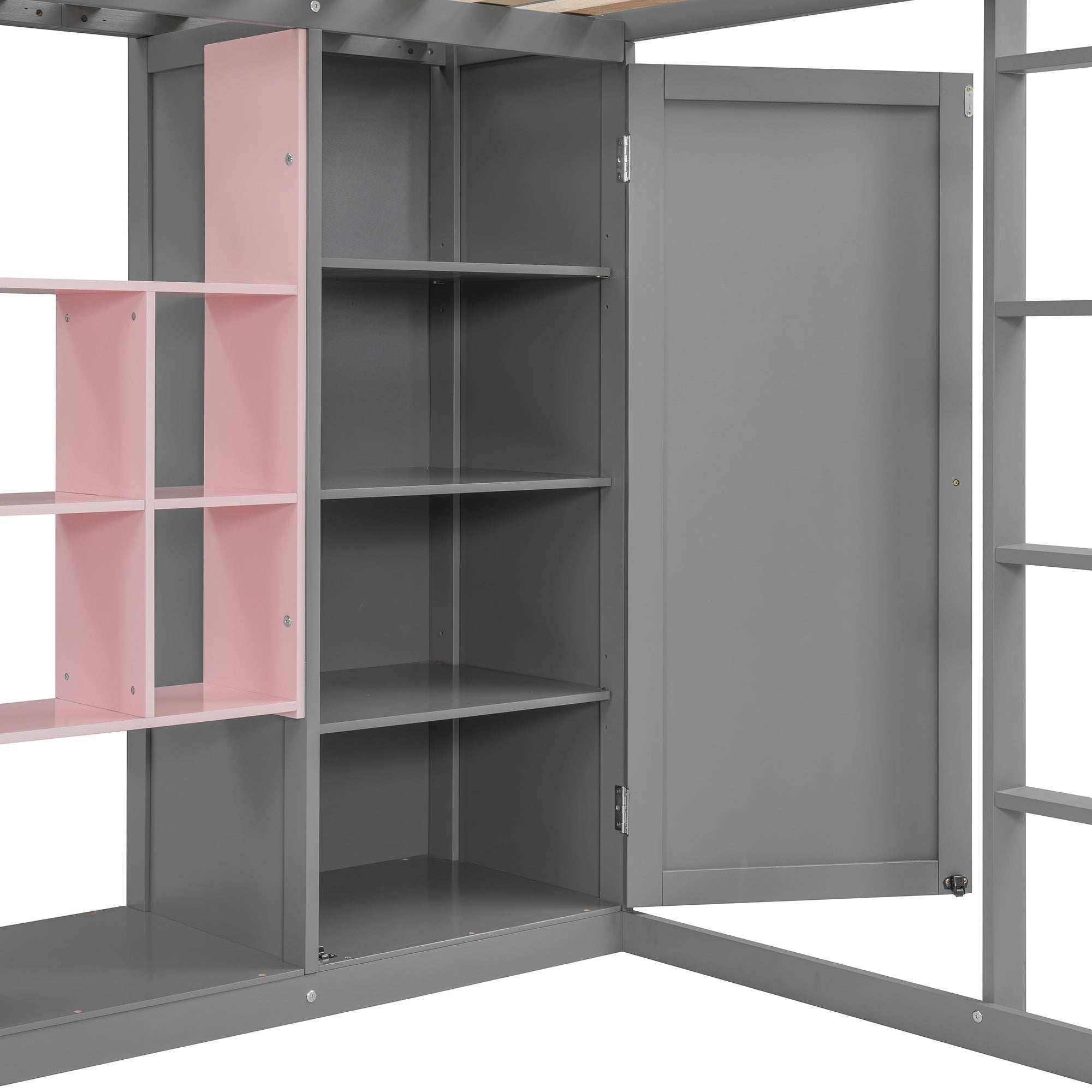 Bellemave® Twin Size Kids Loft Bed with Wardrobe and Shelves, Wooden Loft Bed Frame with Storage Cabinet for Kids Teens (White+Yellow) - Bellemave