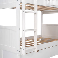 Bellemave® Twin Size L - shaped Bunk Bed with a Loft Bed attached, with Two Drawers - Bellemave