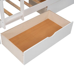 Bellemave® Twin Size L - shaped Bunk Bed with a Loft Bed attached, with Two Drawers - Bellemave