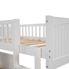 Bellemave® Twin Size L - shaped Bunk Bed with a Loft Bed attached, with Two Drawers - Bellemave