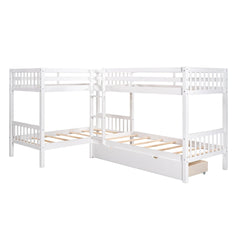 Bellemave® Twin Size L - Shaped Bunk Bed with Drawers - Bellemave