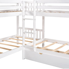 Bellemave® Twin Size L - Shaped Bunk Bed with Drawers - Bellemave