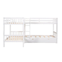 Bellemave® Twin Size L - Shaped Bunk Bed with Drawers - Bellemave