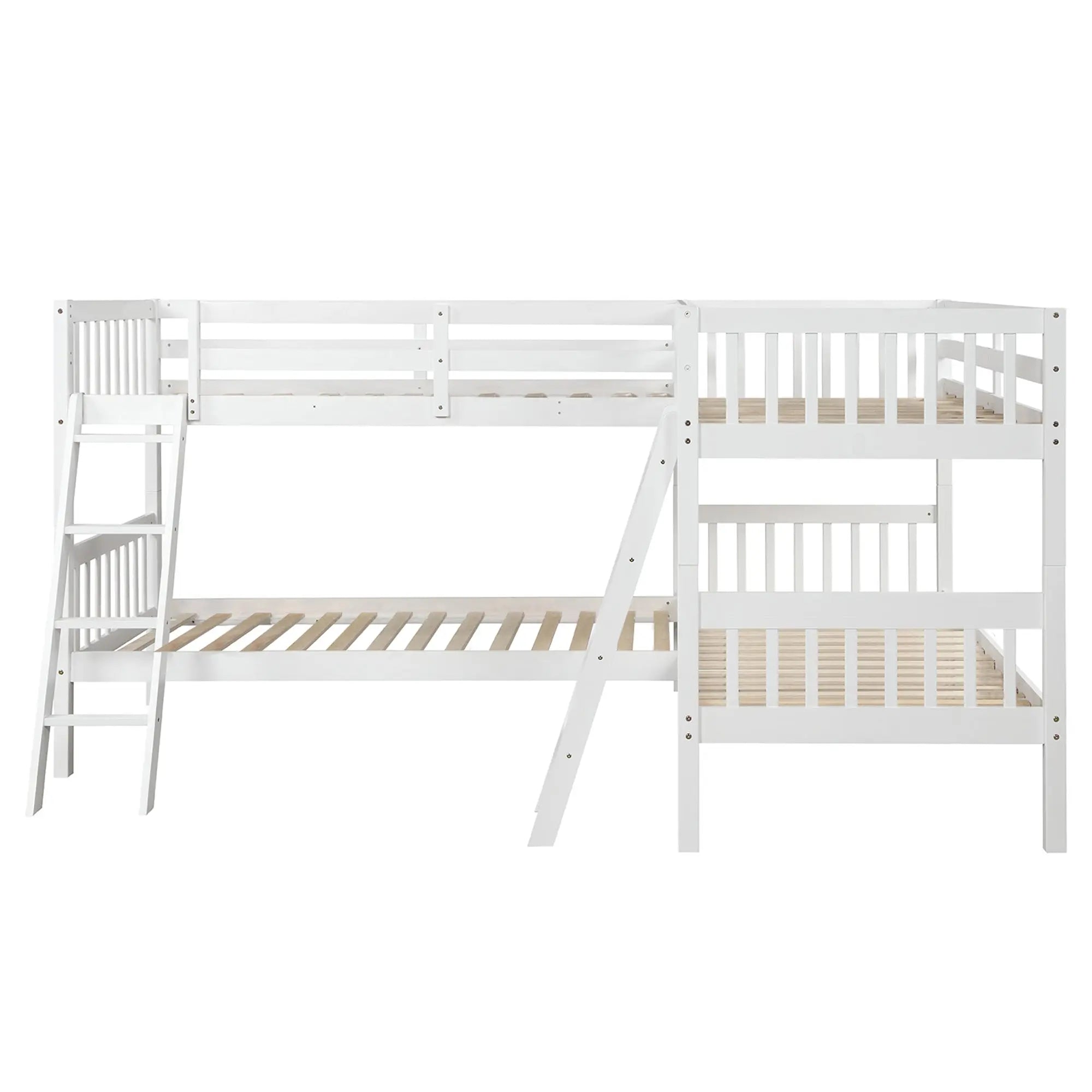 Bellemave® Twin Size L - Shaped Bunk Bed with Ladder - Bellemave