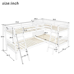 Bellemave® Twin Size L - Shaped Bunk Bed with Ladder - Bellemave