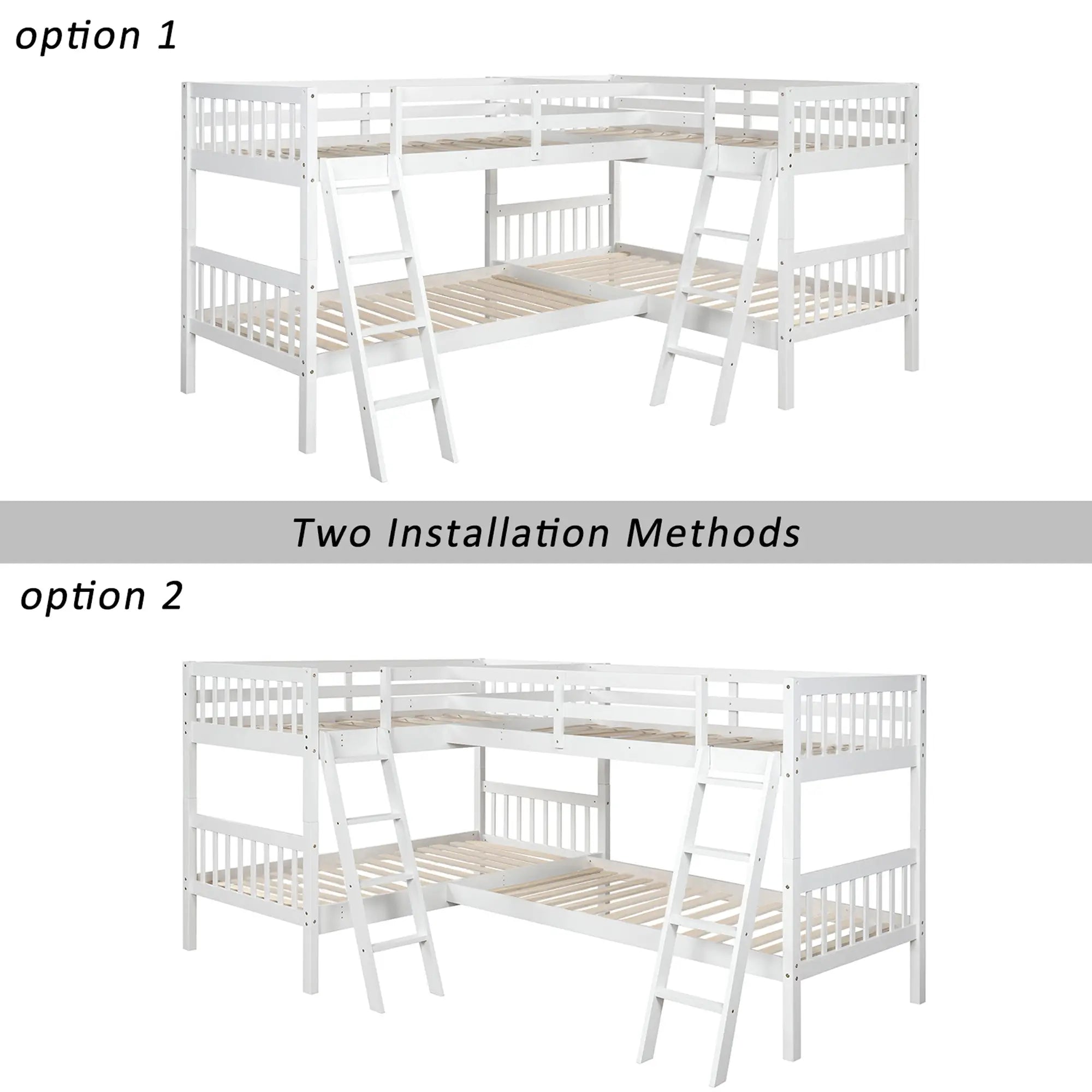 Bellemave® Twin Size L - Shaped Bunk Bed with Ladder - Bellemave