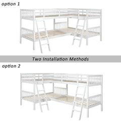 Bellemave® Twin Size L - Shaped Bunk Bed with Ladder - Bellemave