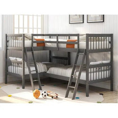 Bellemave® Twin Size L - Shaped Bunk Bed with Ladder - Bellemave