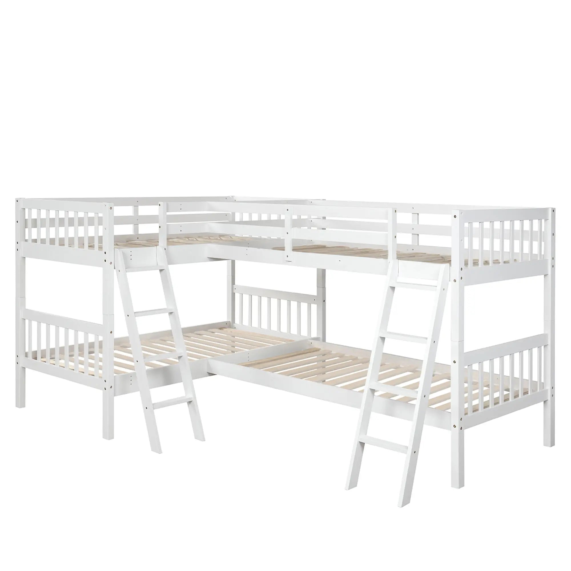Bellemave® Twin Size L - Shaped Bunk Bed with Ladder - Bellemave
