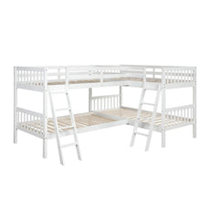 Bellemave® Twin Size L - Shaped Bunk Bed with Ladder - Bellemave