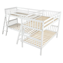 Bellemave® Twin Size L - Shaped Bunk Bed with Ladder - Bellemave