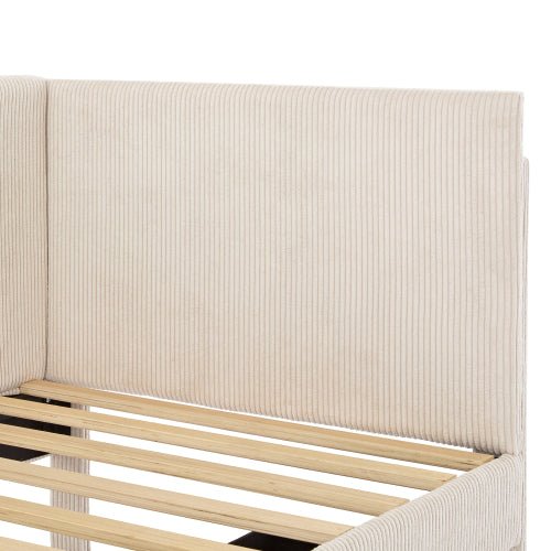 Bellemave® Twin Size L - Shaped Corduroy Daybed with 2 Storage Drawers - Bellemave