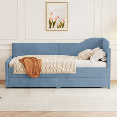 Bellemave® Twin Size L - Shaped Corduroy Daybed with 2 Storage Drawers - Bellemave