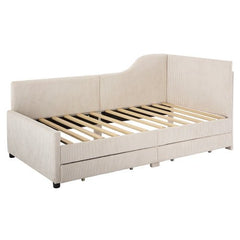 Bellemave® Twin Size L - Shaped Corduroy Daybed with 2 Storage Drawers - Bellemave