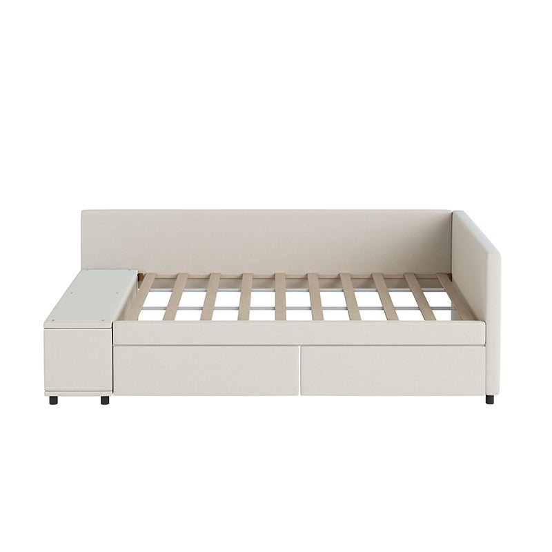 Bellemave® Twin size L - Shaped Upholstered Daybed with Storage and Drawers - Bellemave