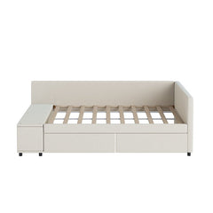 Bellemave® Twin size L - Shaped Upholstered Daybed with Storage and Drawers - Bellemave