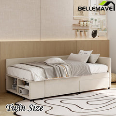 Bellemave® Twin size L - Shaped Upholstered Daybed with Storage and Drawers - Bellemave