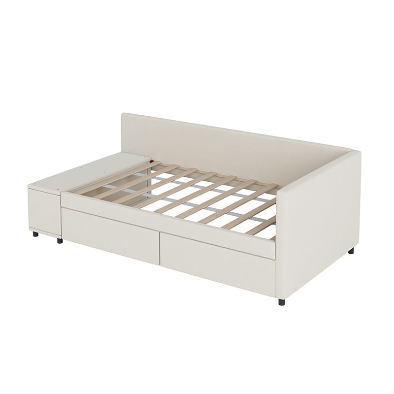 Bellemave® Twin size L - Shaped Upholstered Daybed with Storage and Drawers - Bellemave