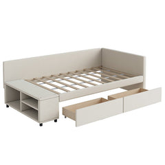 Bellemave® Twin size L - Shaped Upholstered Daybed with Storage and Drawers - Bellemave