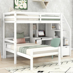 Bellemave® Twin Size Loft Bed with A Stand - Alone Bed, Storage Staircase, Desk, Shelves and Drawer - Bellemave