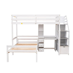 Bellemave® Twin Size Loft Bed with A Stand - Alone Bed, Storage Staircase, Desk, Shelves and Drawer - Bellemave