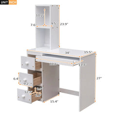 Bellemave® Twin Size Loft Bed with A Stand - Alone Bed, Storage Staircase, Desk, Shelves and Drawer - Bellemave