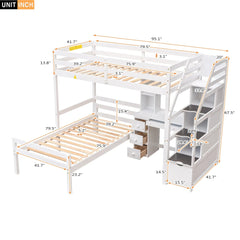 Bellemave® Twin Size Loft Bed with A Stand - Alone Bed, Storage Staircase, Desk, Shelves and Drawer - Bellemave