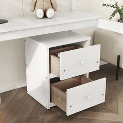 Bellemave® Twin Size Loft Bed with Built - in Desk, a Storage Cabinet of 2 Drawers, Guardrails and Ladder - Bellemave