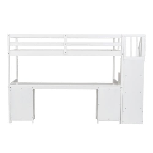 Bellemave® Twin Size Loft Bed with Built - in Desk and Double Storage Drawers - Bellemave