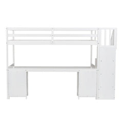Bellemave® Twin Size Loft Bed with Built - in Desk and Double Storage Drawers - Bellemave
