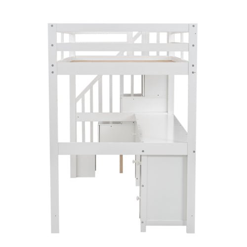 Bellemave® Twin Size Loft Bed with Built - in Desk and Double Storage Drawers - Bellemave