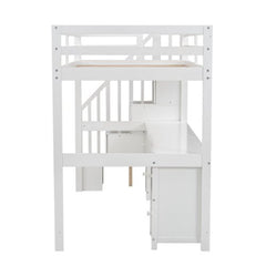 Bellemave® Twin Size Loft Bed with Built - in Desk and Double Storage Drawers - Bellemave