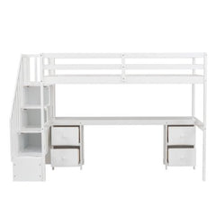 Bellemave® Twin Size Loft Bed with Built - in Desk and Double Storage Drawers - Bellemave