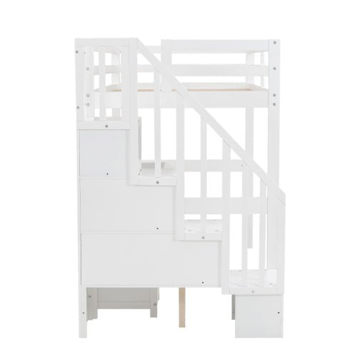 Bellemave® Twin Size Loft Bed with Built - in Desk and Double Storage Drawers - Bellemave