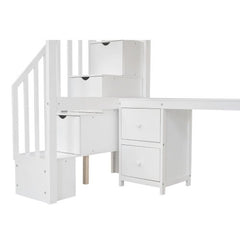 Bellemave® Twin Size Loft Bed with Built - in Desk and Double Storage Drawers - Bellemave