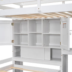 Bellemave® Twin Size Loft Bed with Built - in Desk and Staircase, Storage Compartments and Shelves - Bellemave