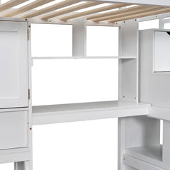 Bellemave® Twin Size Loft Bed with Built - in Desk and Staircase, Storage Compartments and Shelves - Bellemave
