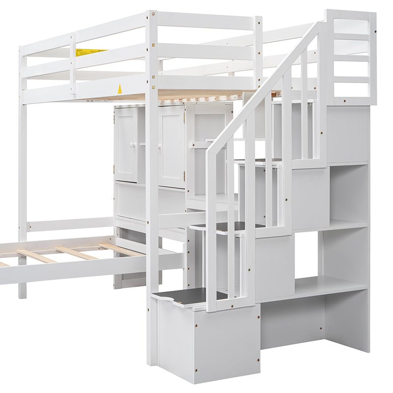 Bellemave® Twin Size Loft Bed with Built - in Desk and Staircase, Storage Compartments and Shelves - Bellemave