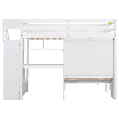 Bellemave® Twin Size Loft Bed with Built - in Desk and Staircase, Storage Compartments and Shelves - Bellemave