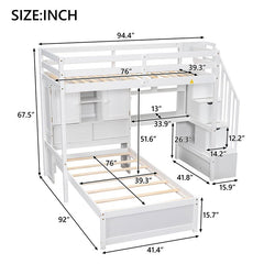 Bellemave® Twin Size Loft Bed with Built - in Desk and Staircase, Storage Compartments and Shelves - Bellemave