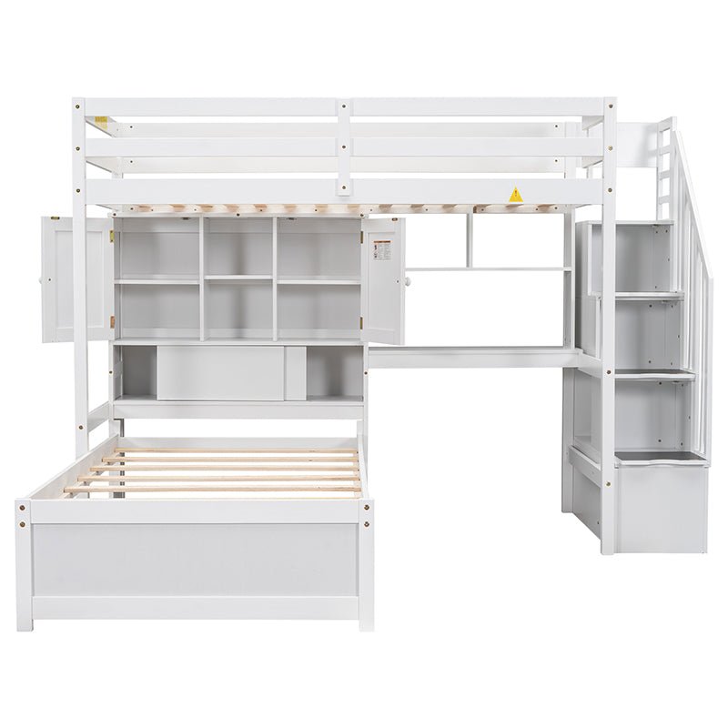 Bellemave® Twin Size Loft Bed with Built - in Desk and Staircase, Storage Compartments and Shelves - Bellemave