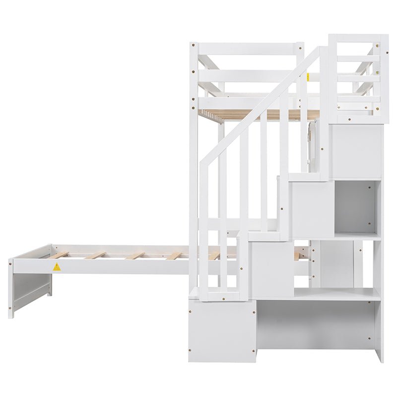 Bellemave® Twin Size Loft Bed with Built - in Desk and Staircase, Storage Compartments and Shelves - Bellemave