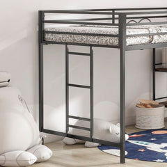 Bellemave® Twin Size Loft Bed with Cinnamon Wood Shelf - Bellemave