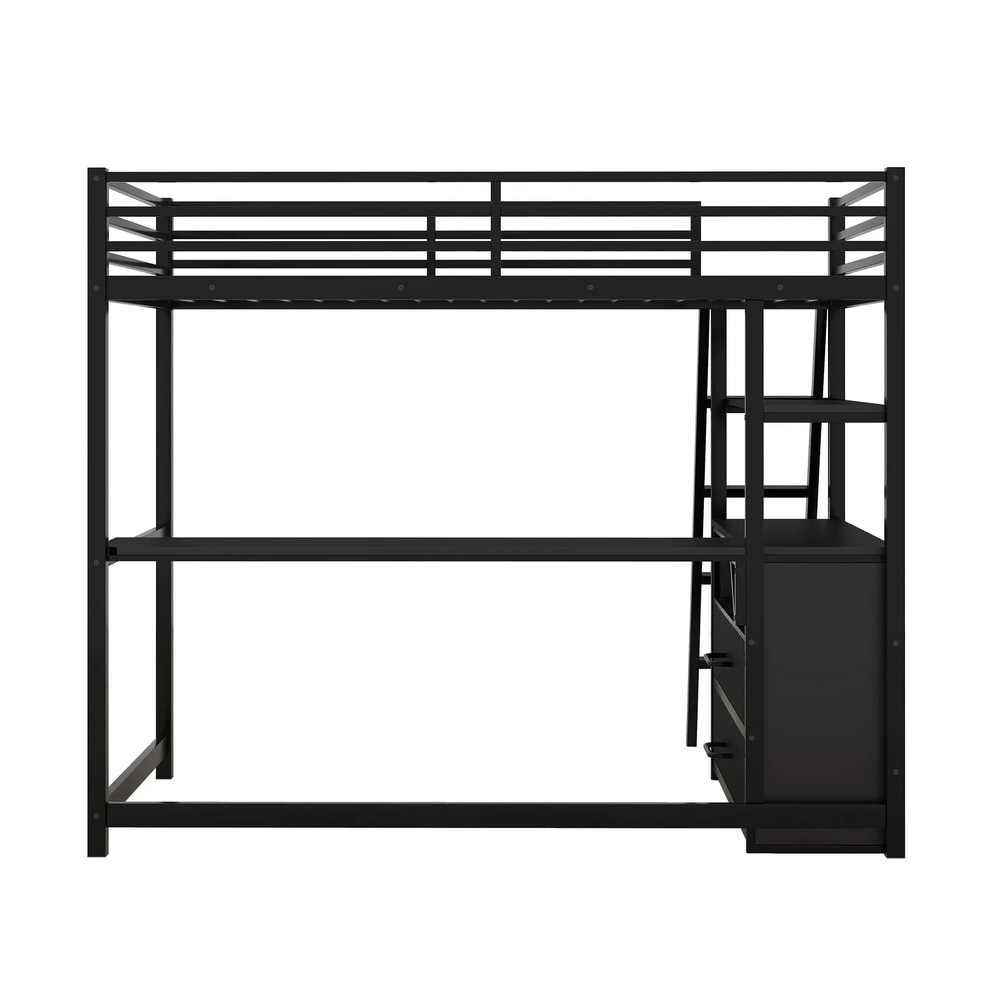 Bellemave® Twin Size Loft Bed with Desk and Shelves, Two Built - in Drawers - Bellemave