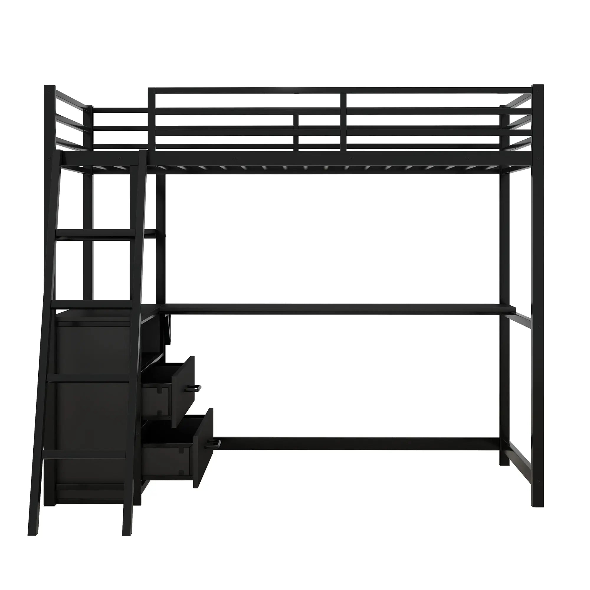 Bellemave® Twin Size Loft Bed with Desk and Shelves, Two Built - in Drawers - Bellemave