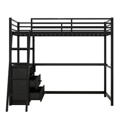 Bellemave® Twin Size Loft Bed with Desk and Shelves, Two Built - in Drawers - Bellemave