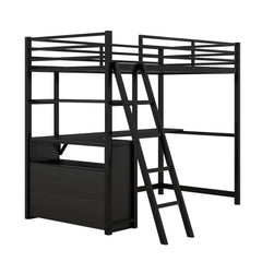 Bellemave® Twin Size Loft Bed with Desk and Shelves, Two Built - in Drawers - Bellemave