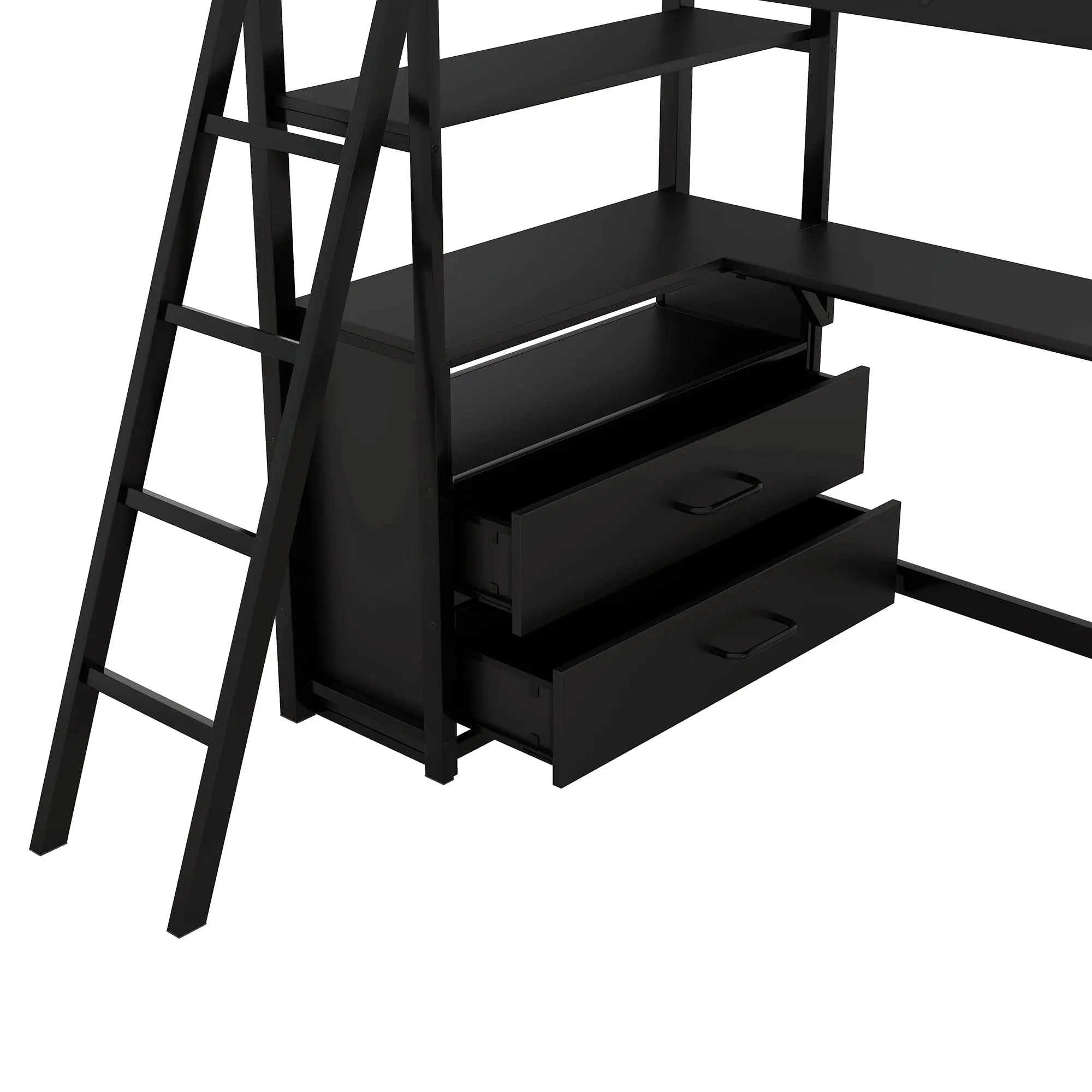 Bellemave® Twin Size Loft Bed with Desk and Shelves, Two Built - in Drawers - Bellemave