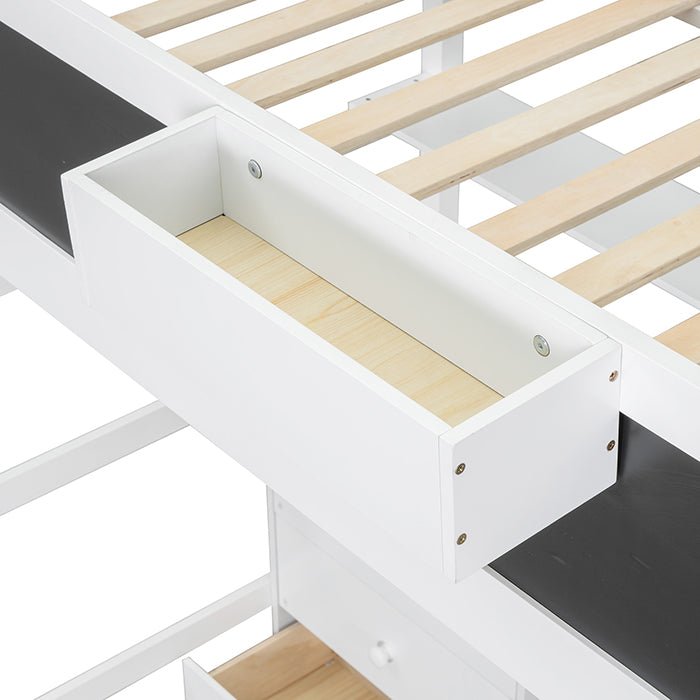 Bellemave® Twin Size Loft Bed with Desk, Blackboard and Storage Box, Shelf and 3 Drawers - Bellemave