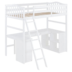 Bellemave® Twin Size Loft Bed with Drawers, Cabinet, Shelves and Desk - Bellemave